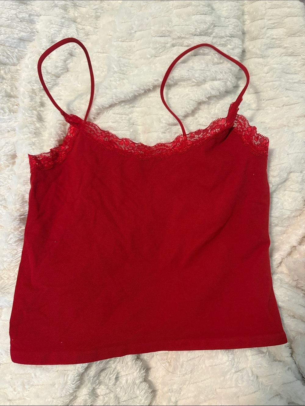 Garage Red Lace-Trim Camisole